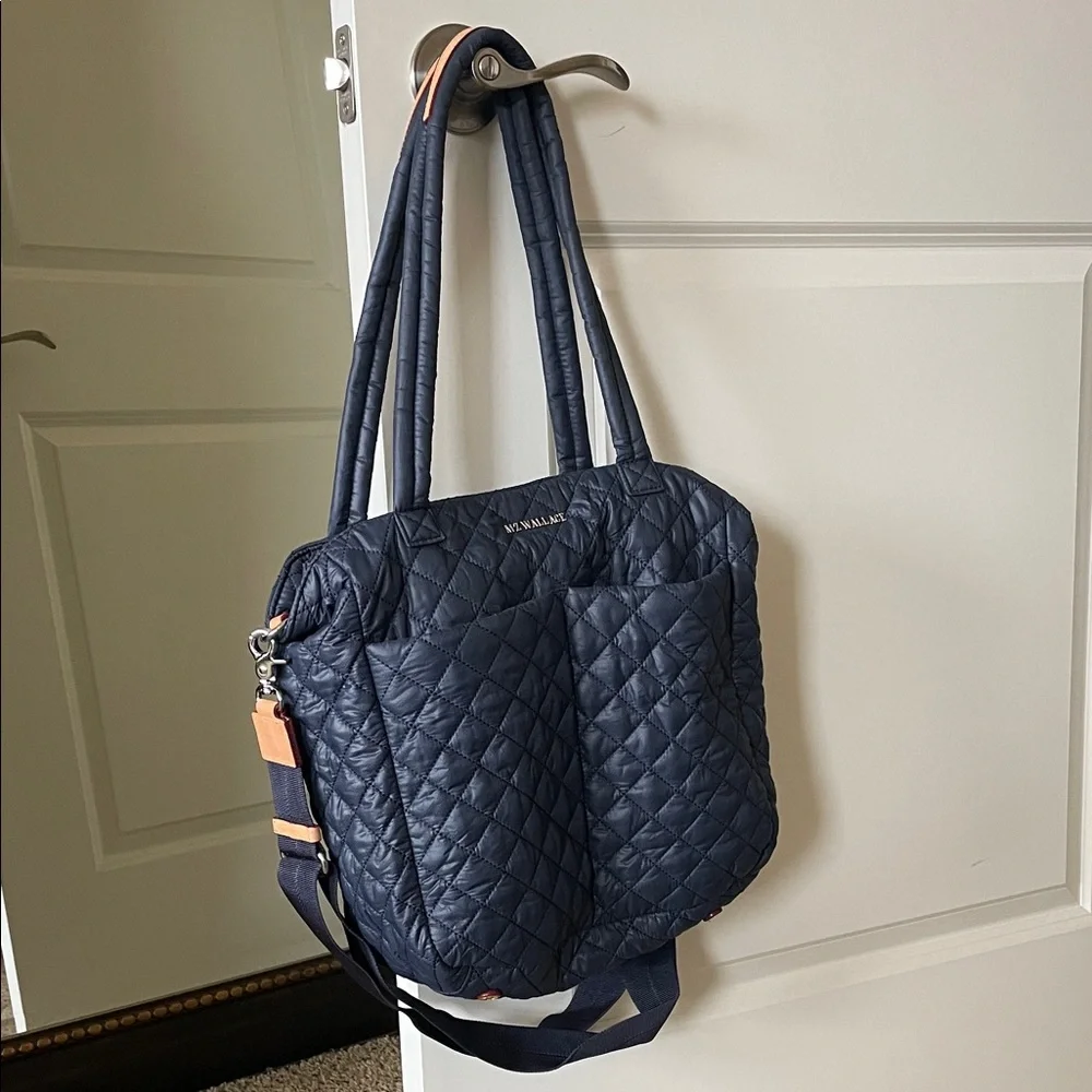 MZ Wallace Dark Blue Quilted Dawn Metro Quatro Tote - Picture 1 of 7